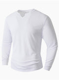 Men’s Long Sleeve V-Neck Striped Shirt