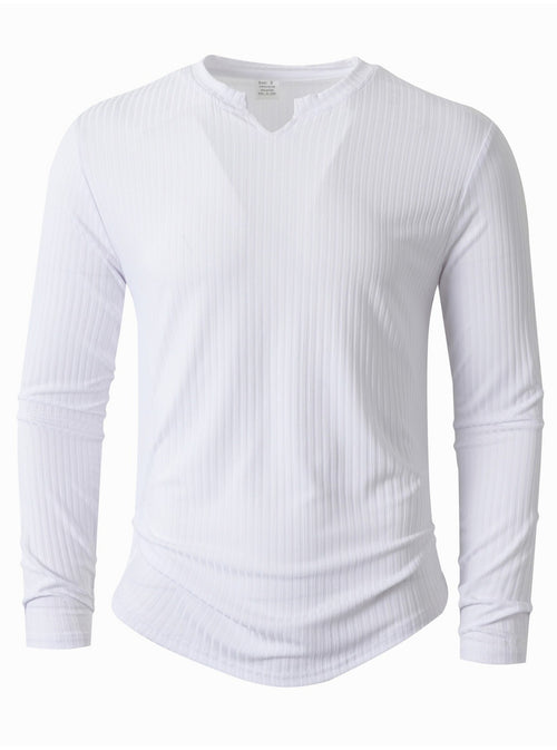 Men’s Long Sleeve V-Neck Striped Shirt