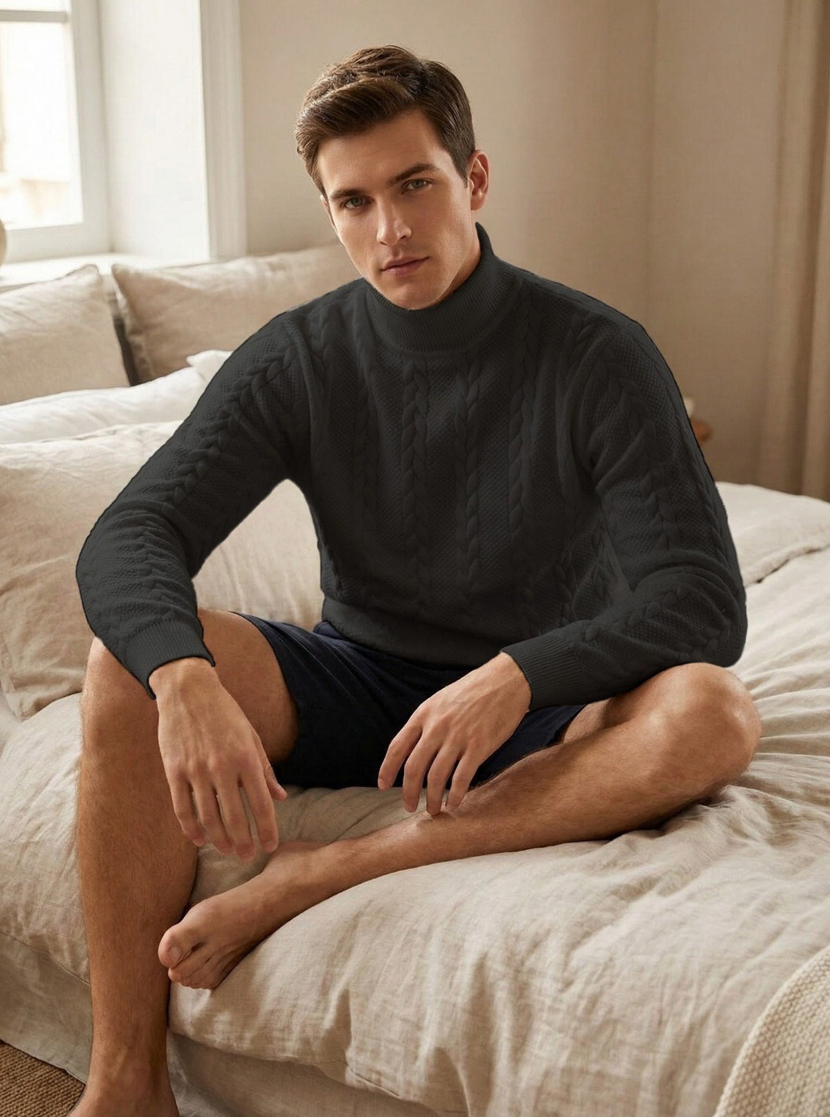 Men’s Warm Jacquard High Neck Sweater